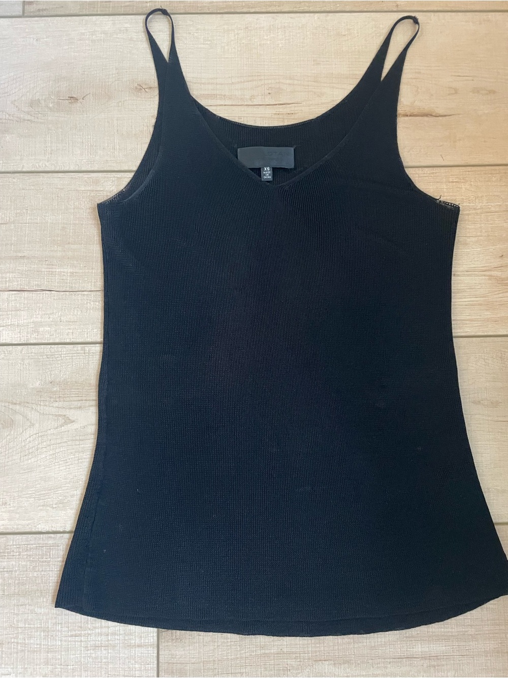 Nili Lotan Black Ribbed V-Neck Tank Top in XS